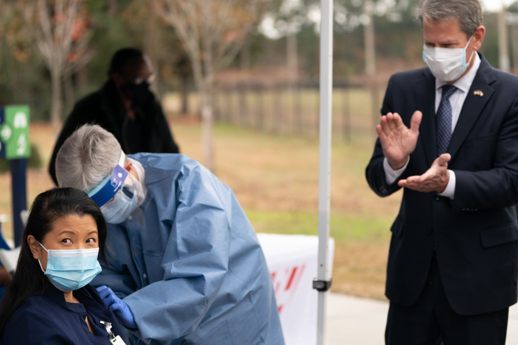 Georgia Gov. Kemp Visits Chatham County Health Department As First Covid Vaccinations Are Administered