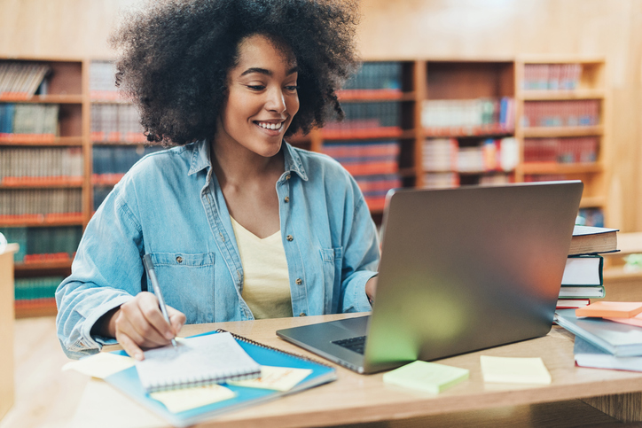 Student working on a project