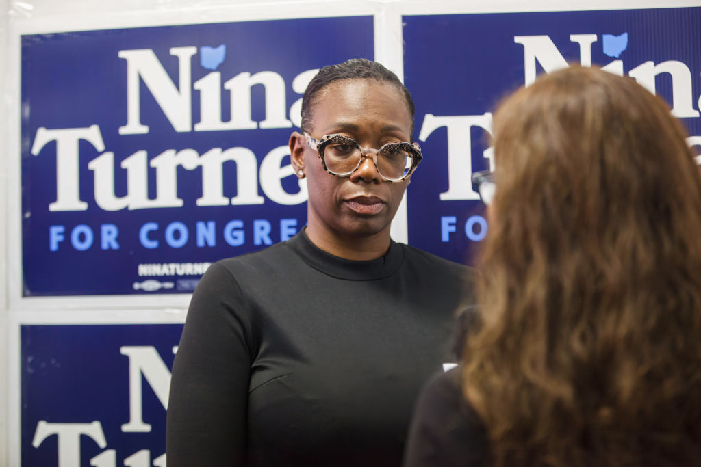 Nina Turner talks to a press in Akron. Nina Turner is a...