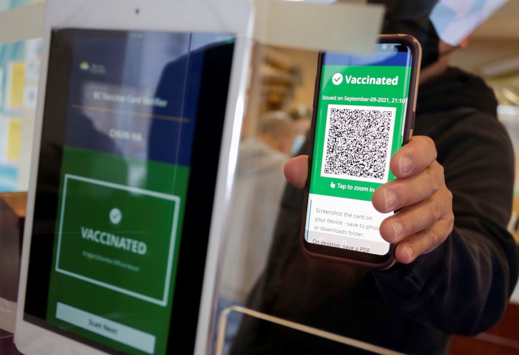 CANADA-BRITISH COLUMBIA-VANCOUVER-COVID-19-VACCINE CARD