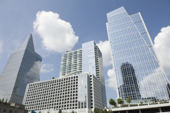 Three modern buildings in different shapes in Atlanta