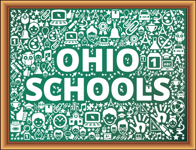 Ohio Schools School and Education Vector Icons on Chalkboard