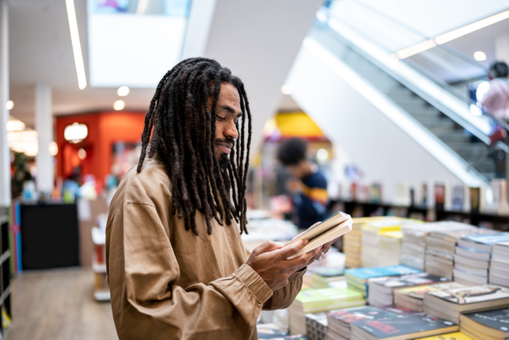 Mid adult man in a bookstore at the mall