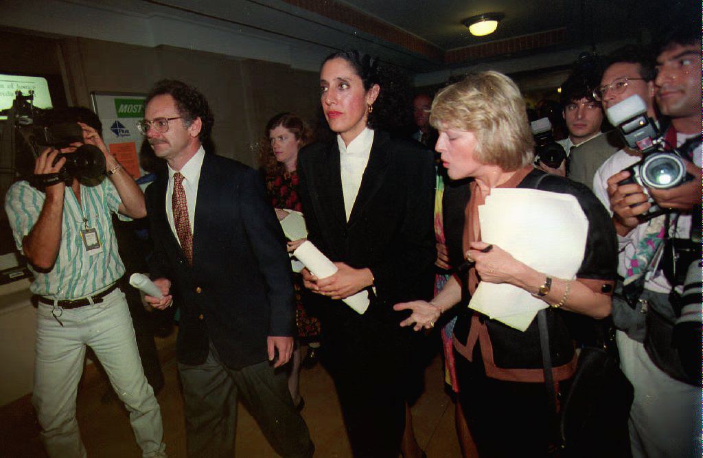 This undated file photo shows Lani Guinier(C), Pre