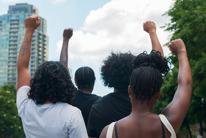 Group of African American people protest