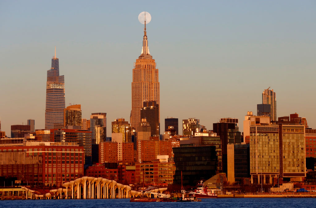 Snow Moon Rises in New York City