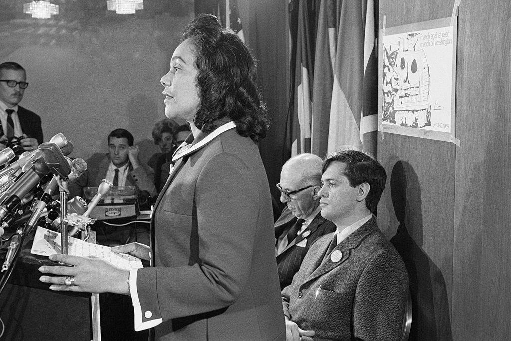 Coretta Scott King Speaking at News Conference