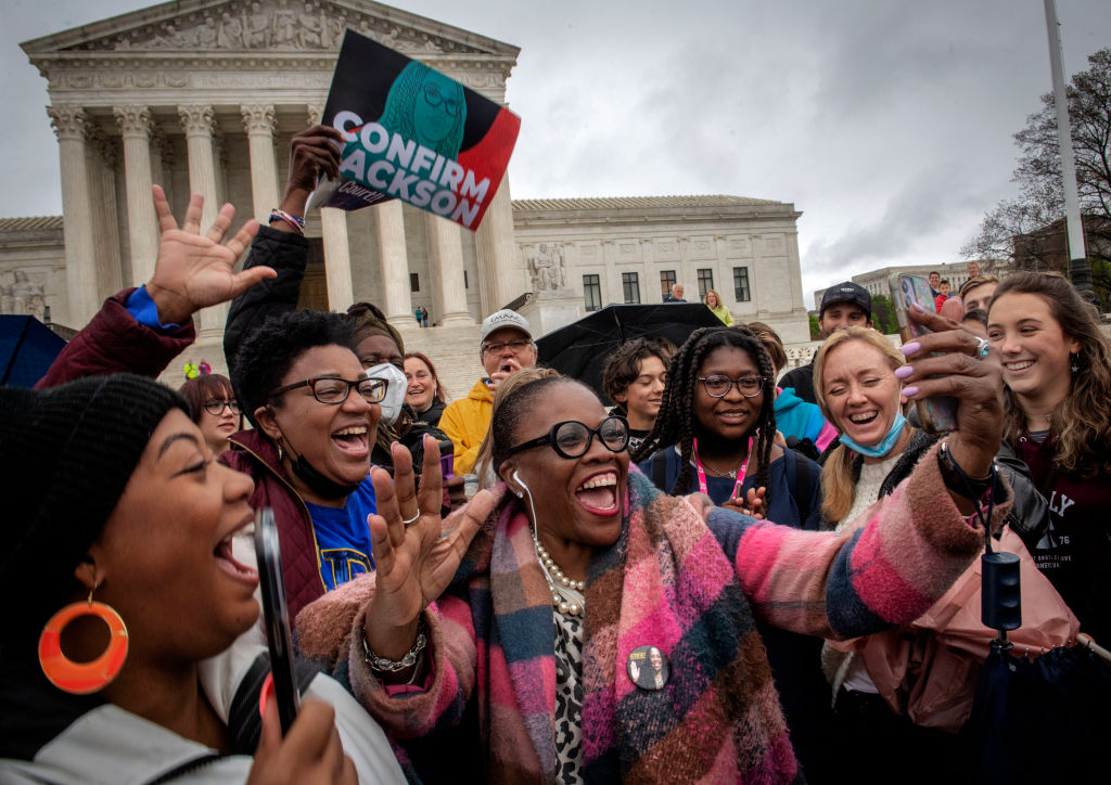Reaction to the confirmation of Justice Ketanji Brown Jackson to the Supreme Court, on April 07 in Washington, DC.