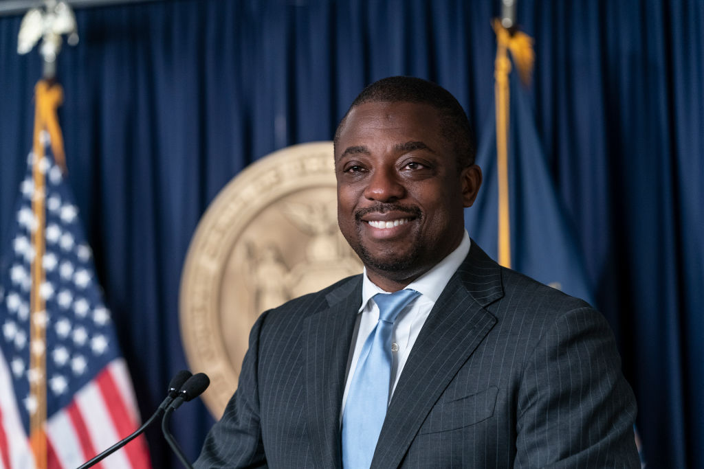 Lieutenant Governor Brian Benjamin speaks during swearing in...