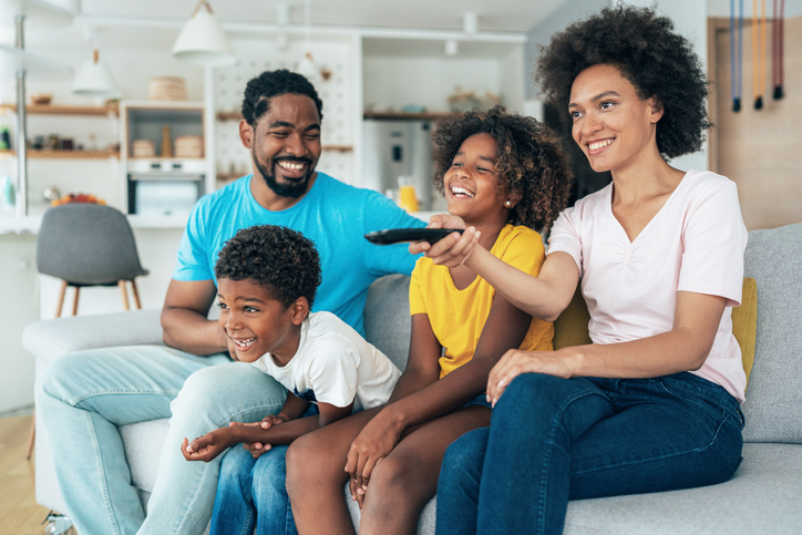 Family watching television
