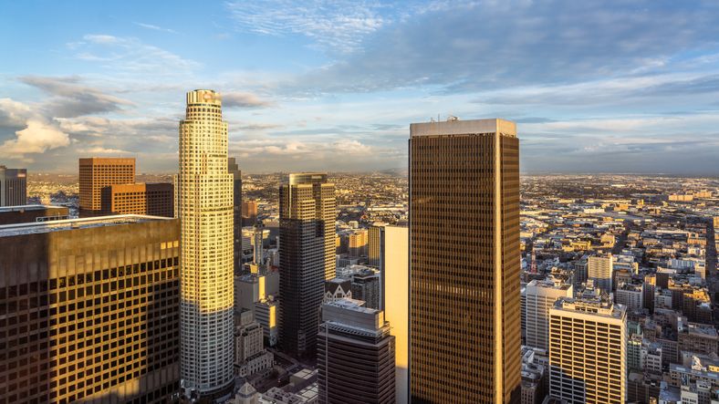 High Angle View of Downtown Los Angeles Skyline