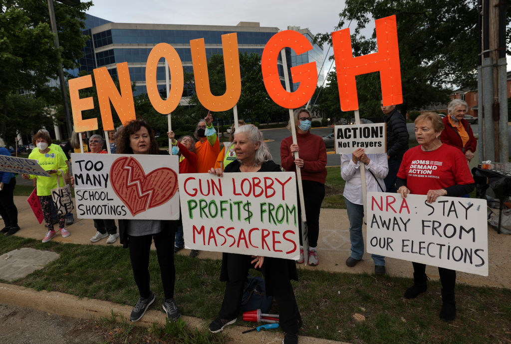 Vigil Held For Uvalde Shooting Victims Outside NRA Headquarters In Virginia