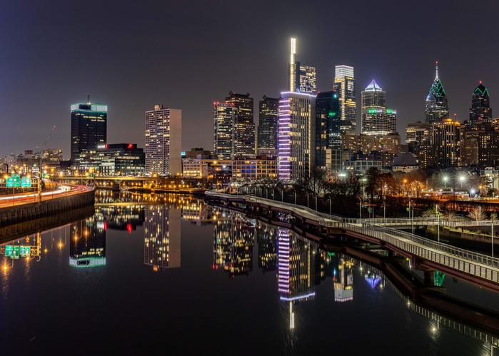 South street bridge looking at center city Philadelphia