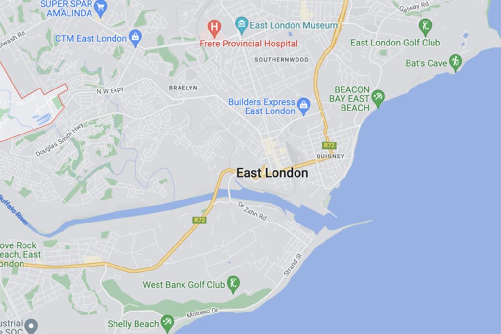 East London, South Africa map screenshot