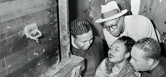 Mamie Till Weeping at Arrival of Slain Son