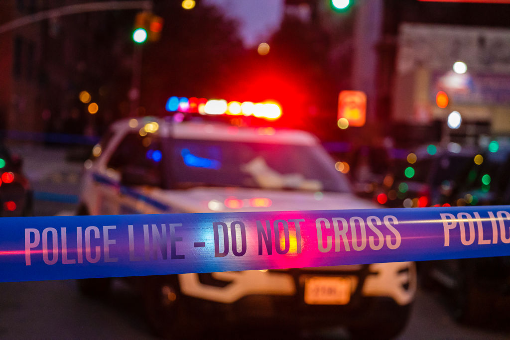 NYPD Police investigate on McGuinness Boulevard.