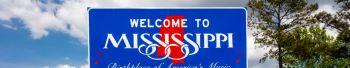 Welcome to Mississippi state road sign