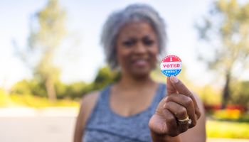 Older Black Woman with I Voted Sticker