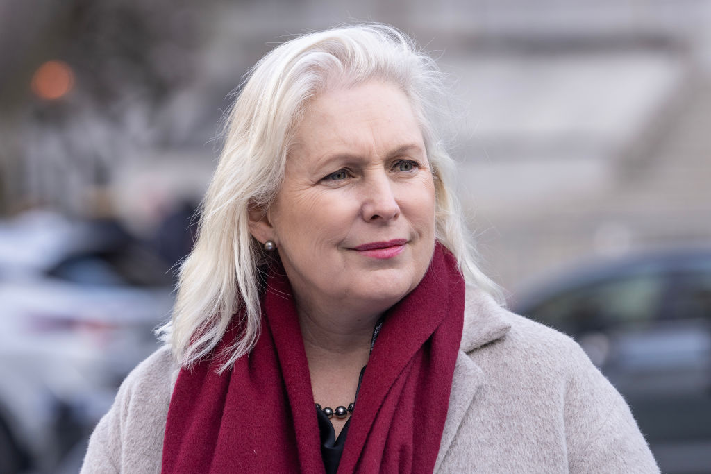 U.S. Senator Kirsten Gillibrand speaks during press briefing...