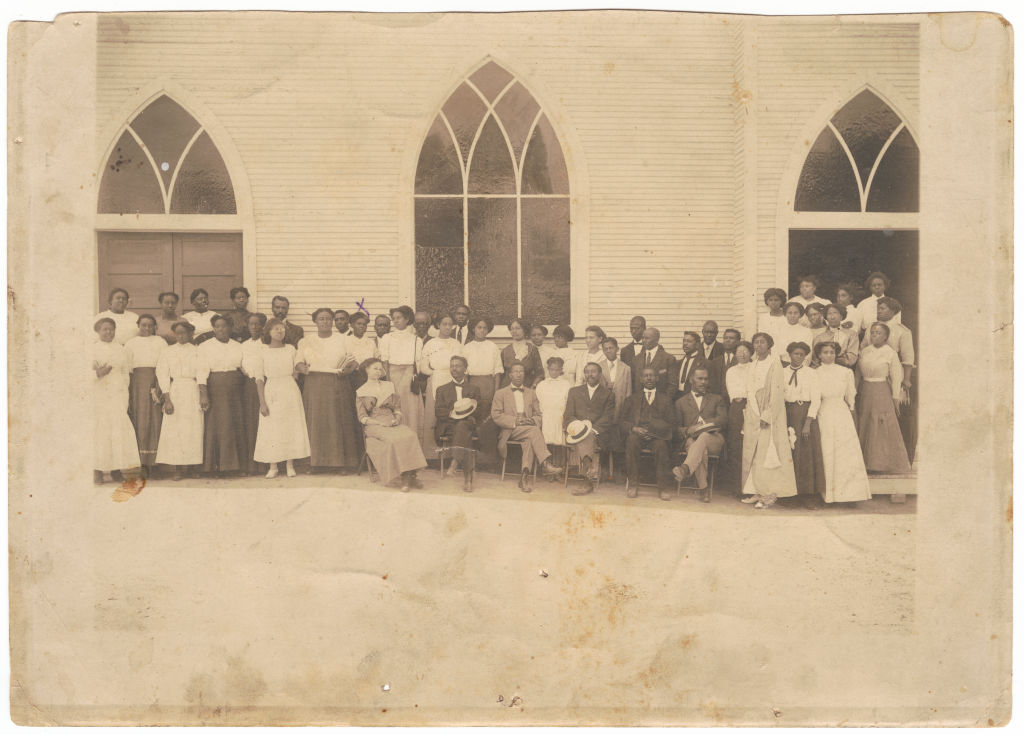 Photographic Print Of Men And Women In Front Of Vernon Ame Church