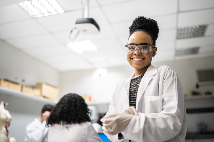 Portrait of a female student in the laboratory