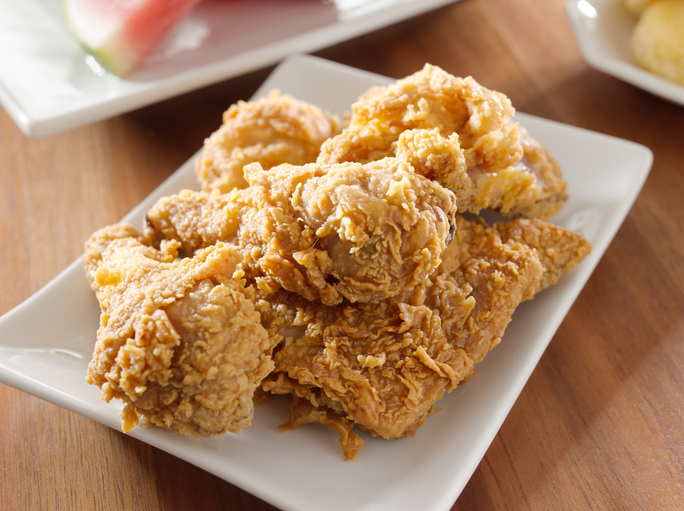 crispy fried chicken and watermelon