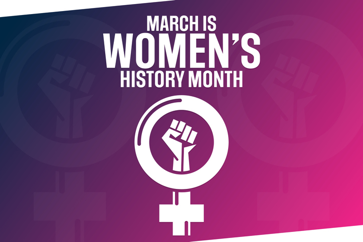 March is Womenâs History Month. Vector illustration. Holiday poster.