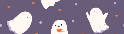 Cute halloween ghost seamless pattern vector illustration. Design for kids, sweet home decor projects
