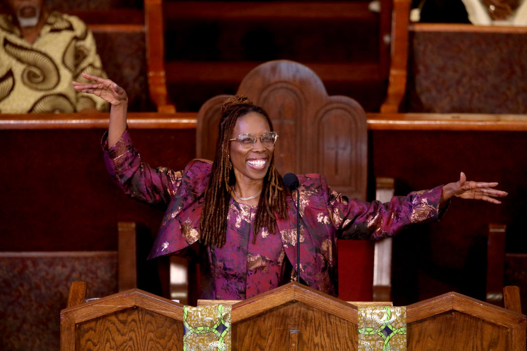 Pastor Thema Bryant, also a professor of psychology at Pepperdine University, at AME Church of Los Angeles