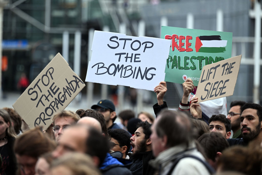 Protest in Brussels against attack on Gaza hospital