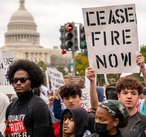 Protesters Hold A Rally Outside The U.S. Capitol Building Calling For A Ceasefire In Mideast War