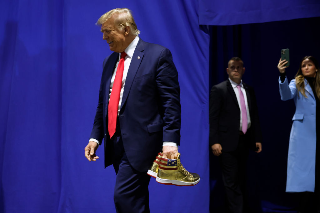 Presidential Candidate And Former President Donald Trump Attends Sneaker Con To Launch His New Shoe Line