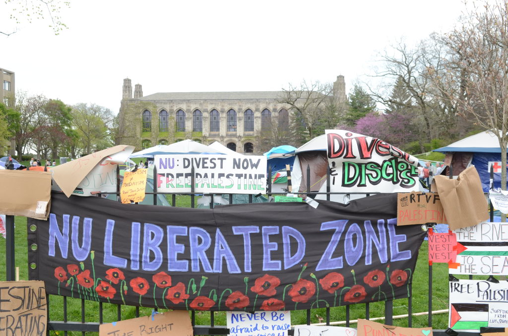 Pro-Palestinian protest outside Northwestern University in Illinois