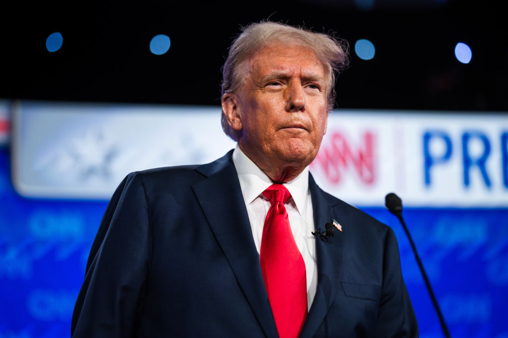 Atlanta, Georgia - June 27: Former president Donald Trump stand