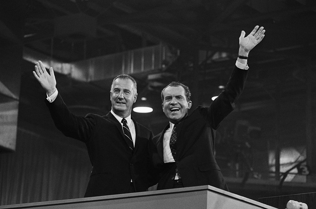 Gov. Spiro Agnew (L) of Maryland and Richard M. Nixon,