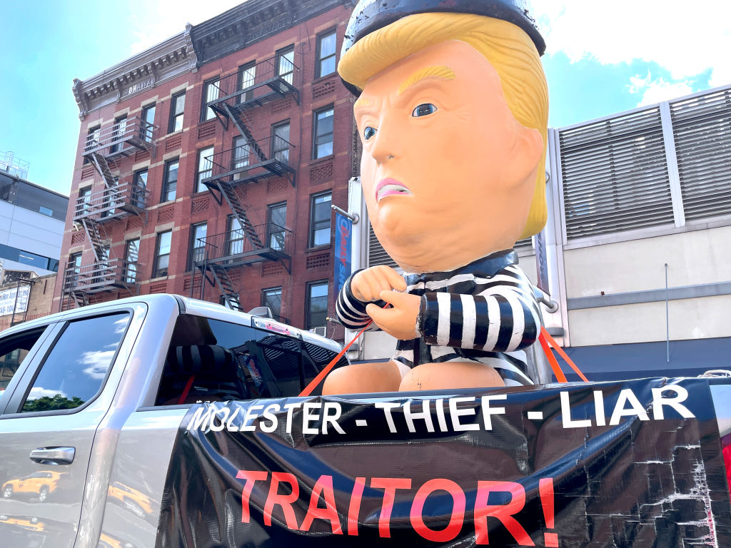 Statue of Trump in Prison Uniform, New York City