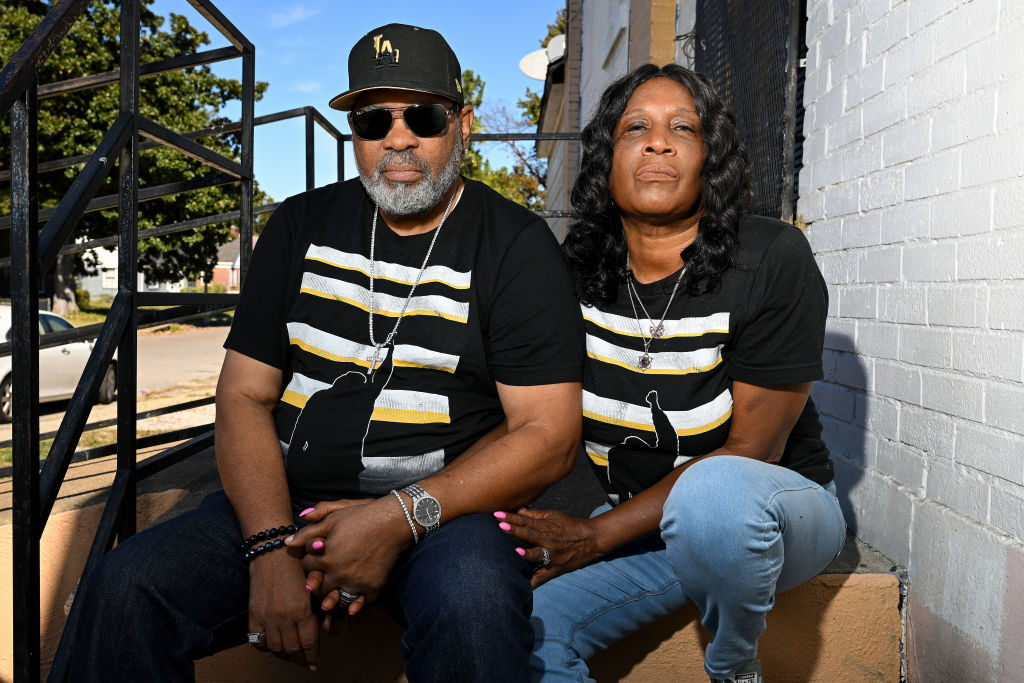 Tyre Nichols' Parents RowVaughn Wells And Rodney Wells Poes For A Portrait In Memphis