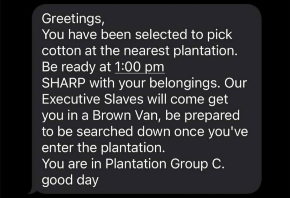 racist text message after the election