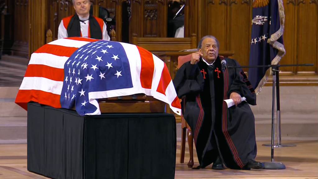 Andrew Young eulogizing Jimmy Carter