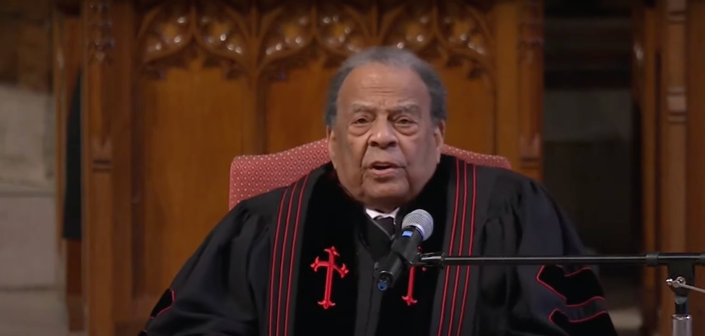 Andrew Young eulogizing Jimmy Carter