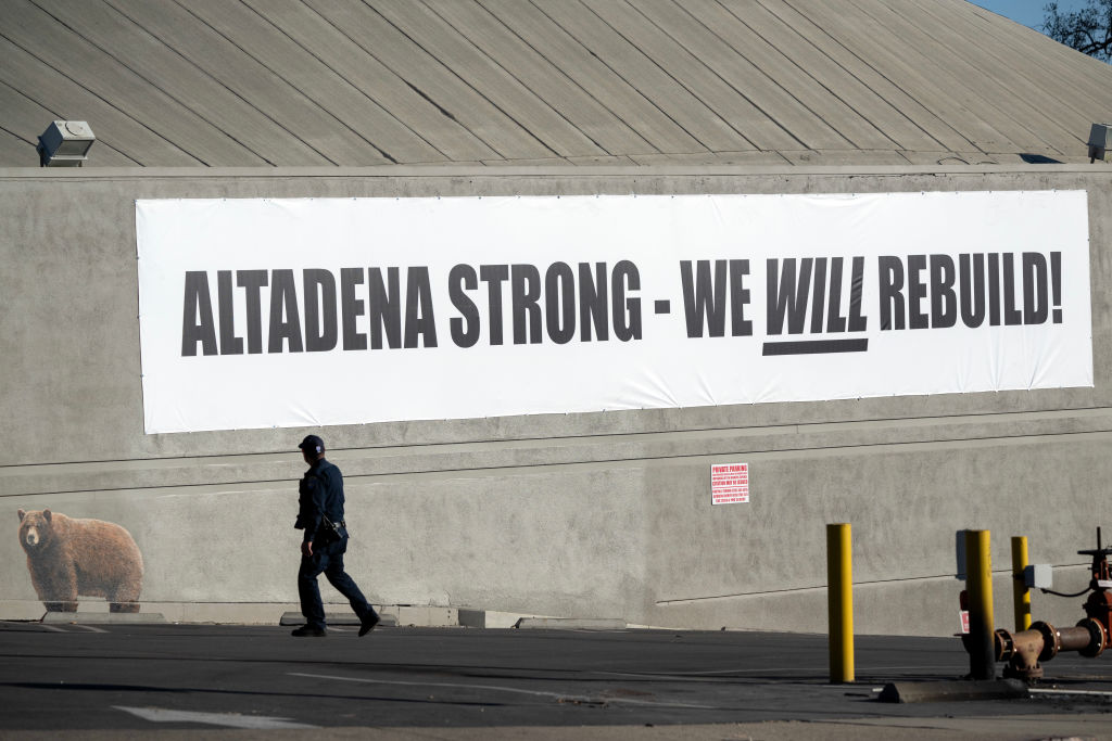 Altadena Strong-We Will Rebuild SIgn in Eaton Fire Burn Area