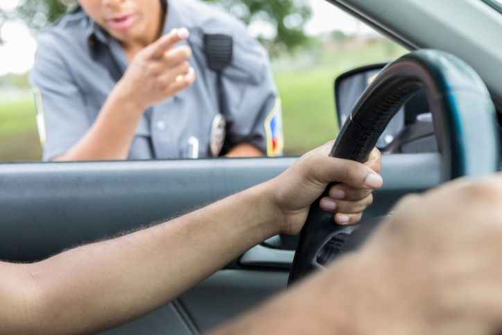 Unrecognizable man is pulled over for speeding
