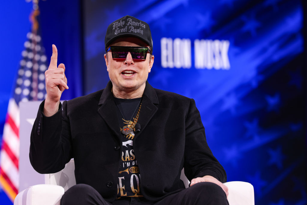elon in the dark maga hat