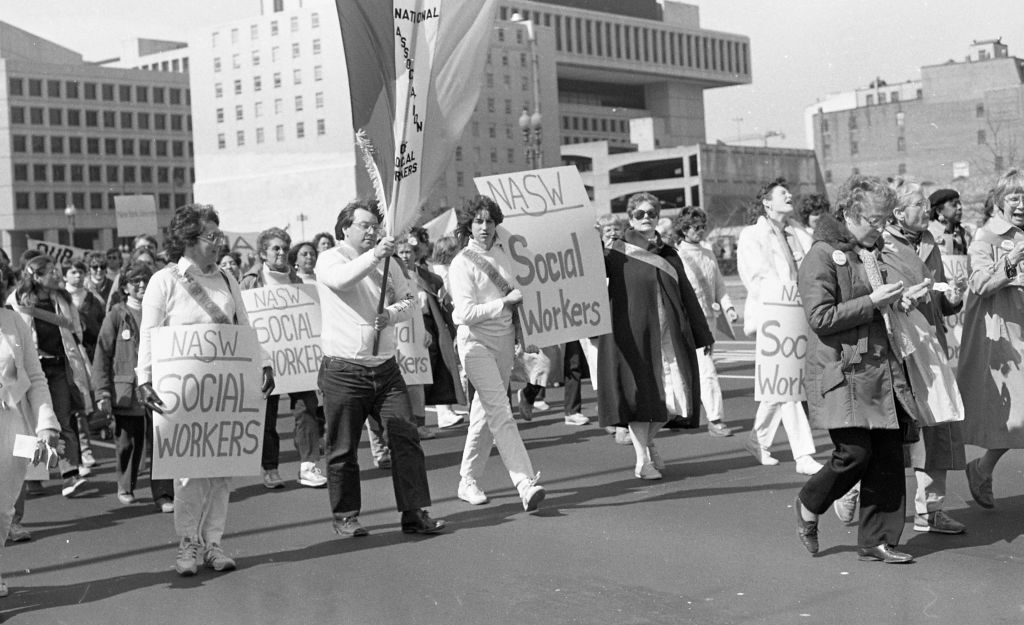 Social Workers With Signs During The March For Women's Lives