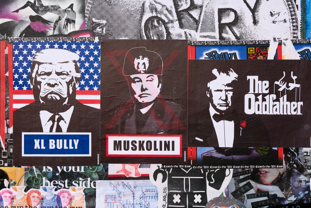 Donald Trump and Elon Musk posters, London