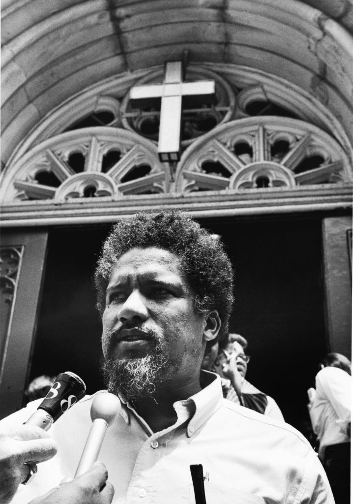 James Forman Speaks Outside Church