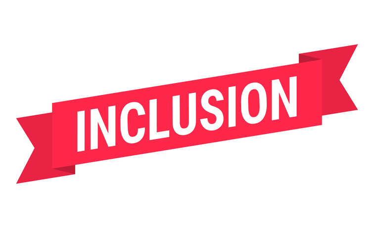 Inclusion - Red banner on white background