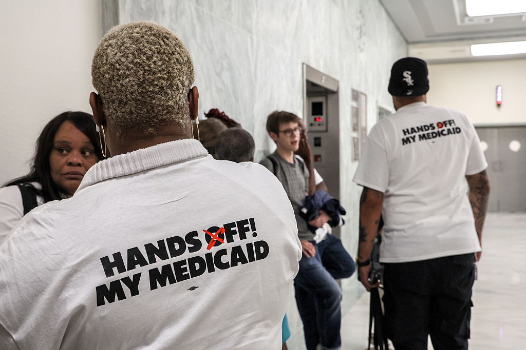 Medicaid Recipients And Health Care Workers Protest During The Energy And Commerce Committee Markup Of Budget Reconciliation Hearing