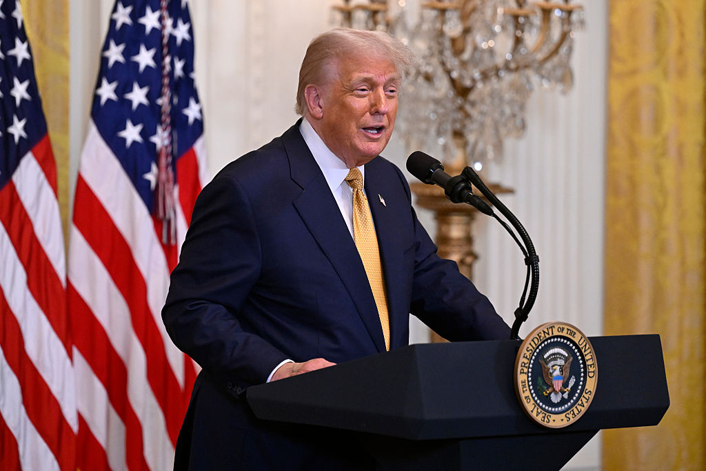 WASHINGTON, DC - JULY 22: President Donald Trump gives a speech