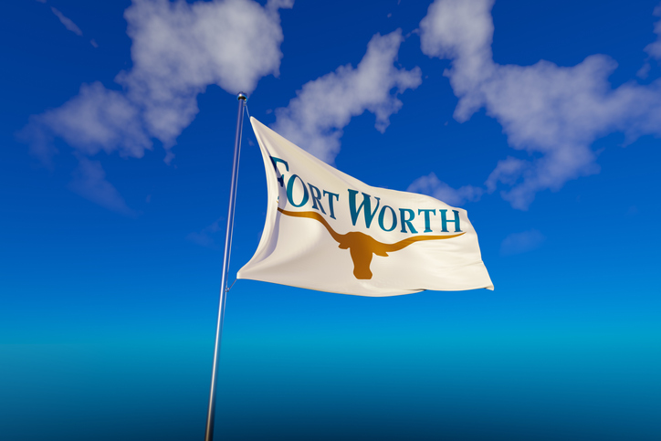 Fort Worth City Fly with Blue Sky